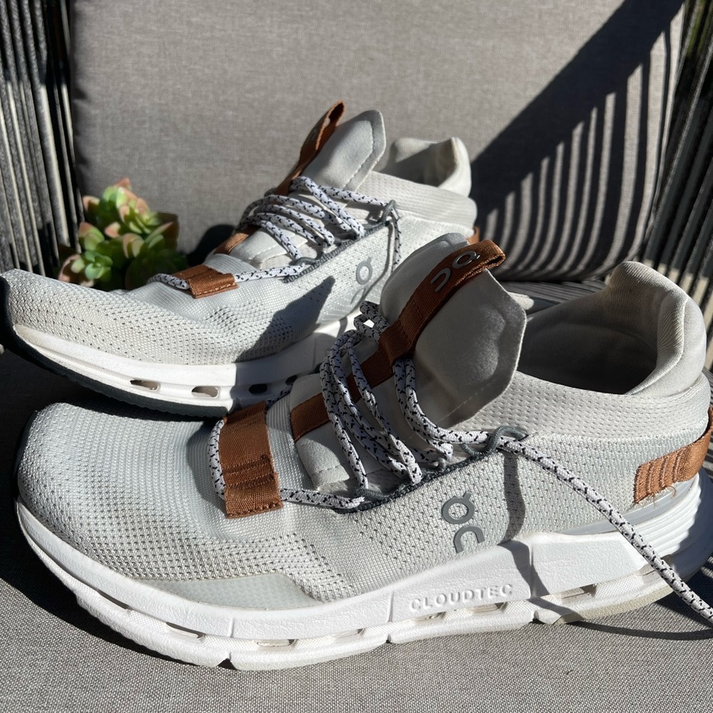 On Cloudnova in white pearl size 8.5, gently used